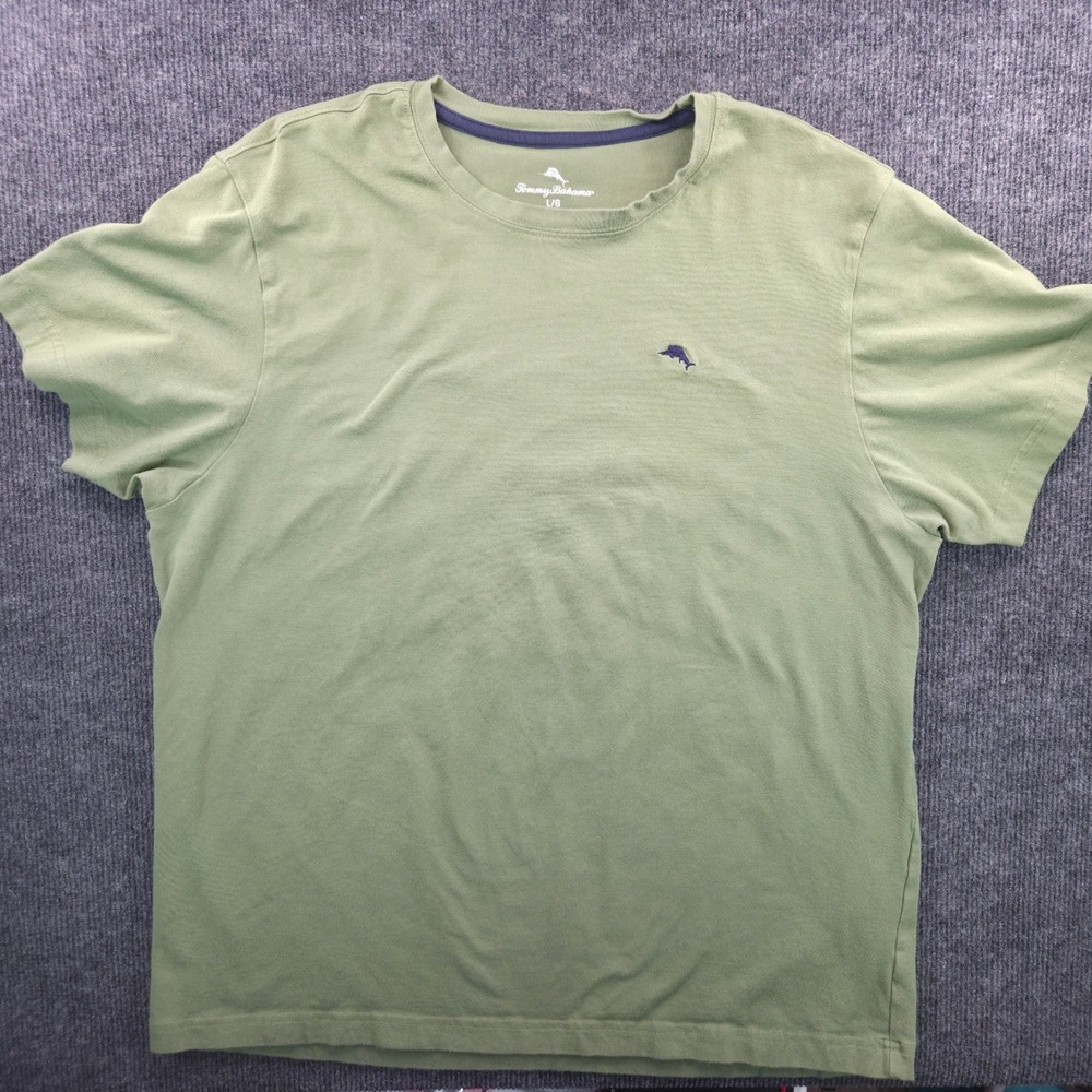 Tommy Bahama Mens Large Green Cotton Spandex Marlin Logo T-Shirt